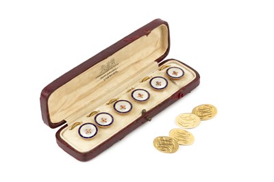 Lot 355 - A pair of 18ct gold oval cufflinks, engraved...