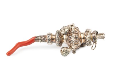 Lot 212 - A Victorian silver baby's rattle and whistle,...