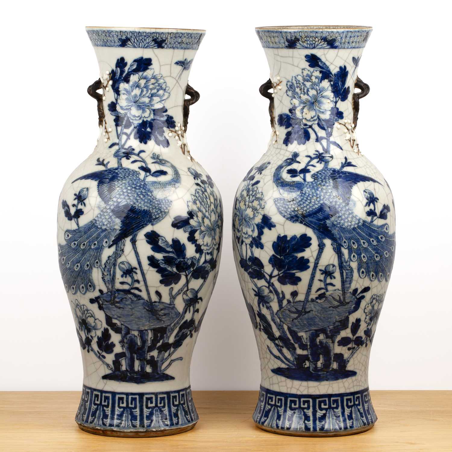 Lot 59 - Pair of crackleware vases Chinese, 19th...
