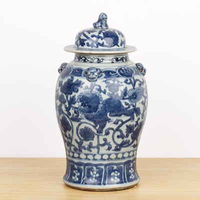 Lot 63 - Blue and white vase and cover Chinese, 19th...