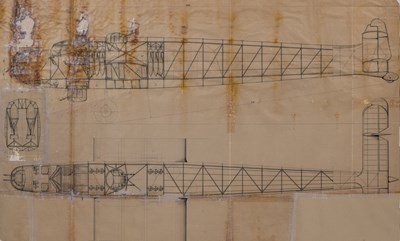 Lot 1933 Ca102 small three-view drawing in ink and a Ca-? unknown bombing aircraft