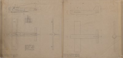 Lot 63 - Two pencil drawings of 1940s drones