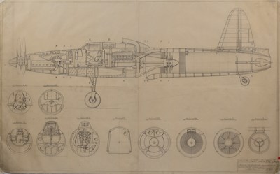 Lot A collection of technical drawings of Caproni Aircraft