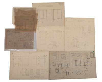 Lot 93 - A collection of drawings of furniture and fittings