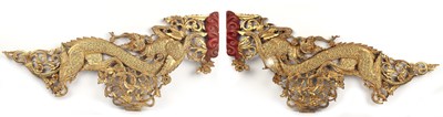 Lot 59 - Pair of carved and gilded brackets Burmese,...