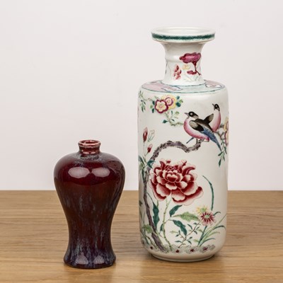 Lot 482 - Famille rose vase and a flambe vase Chinese...