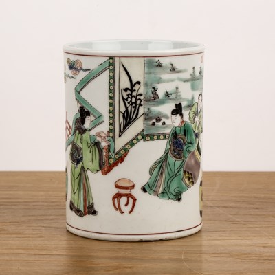 Lot 495 - Famille verte brush pot Chinese, 19th Century...