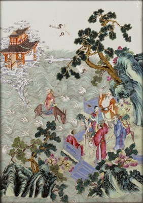 Lot 486 - Famille verte panel Chinese, late 19th/20th...