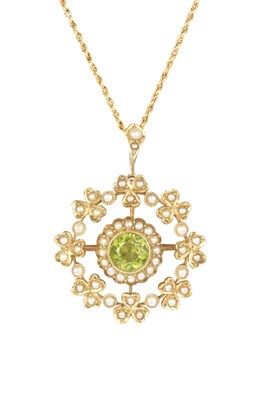 Lot 16 - An Edwardian peridot and seed pearl...