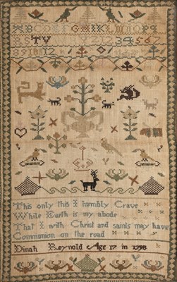 Lot 258 - A late 18th century sampler, worked by Dinah...