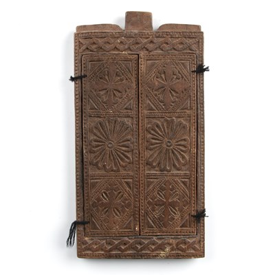 Lot 515 - An antique Ethiopian Orthodox tryptych icon in...