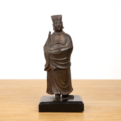 Lot 398 - Bronze composite-filled standing guardian...