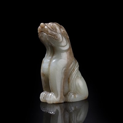 Lot 152 - Mythical pale green jade model of a beast...