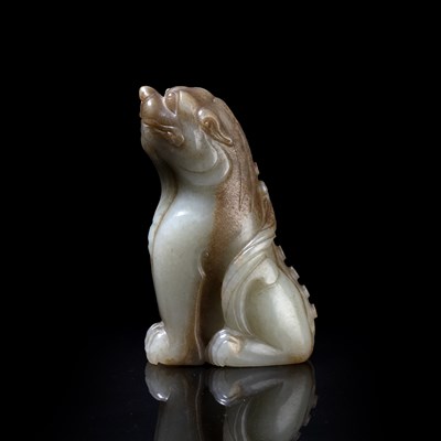 Lot 152 - Mythical pale green jade model of a beast...