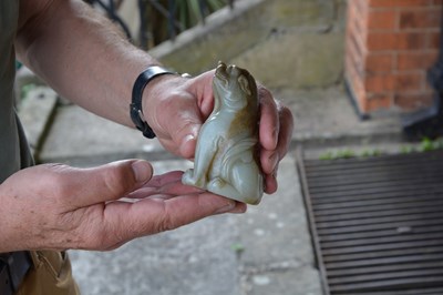 Lot 152 - Mythical pale green jade model of a beast...