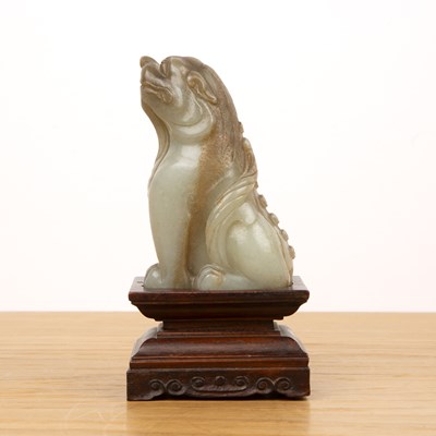 Lot 152 - Mythical pale green jade model of a beast...