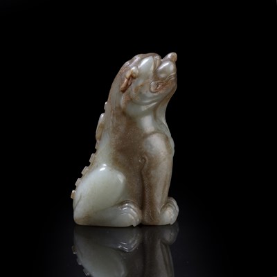 Lot 152 - Mythical pale green jade model of a beast...