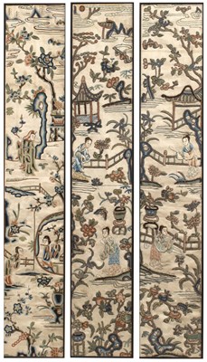 Lot 295 - Pair of Kesi work sleeve bands Chinese, 19th...