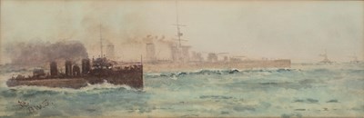 Lot 208 - J*E* (B.W.S.) warships, watercolour, signed...