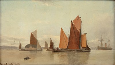 Lot 234 - George Schafer (19th century) Shipping in calm...