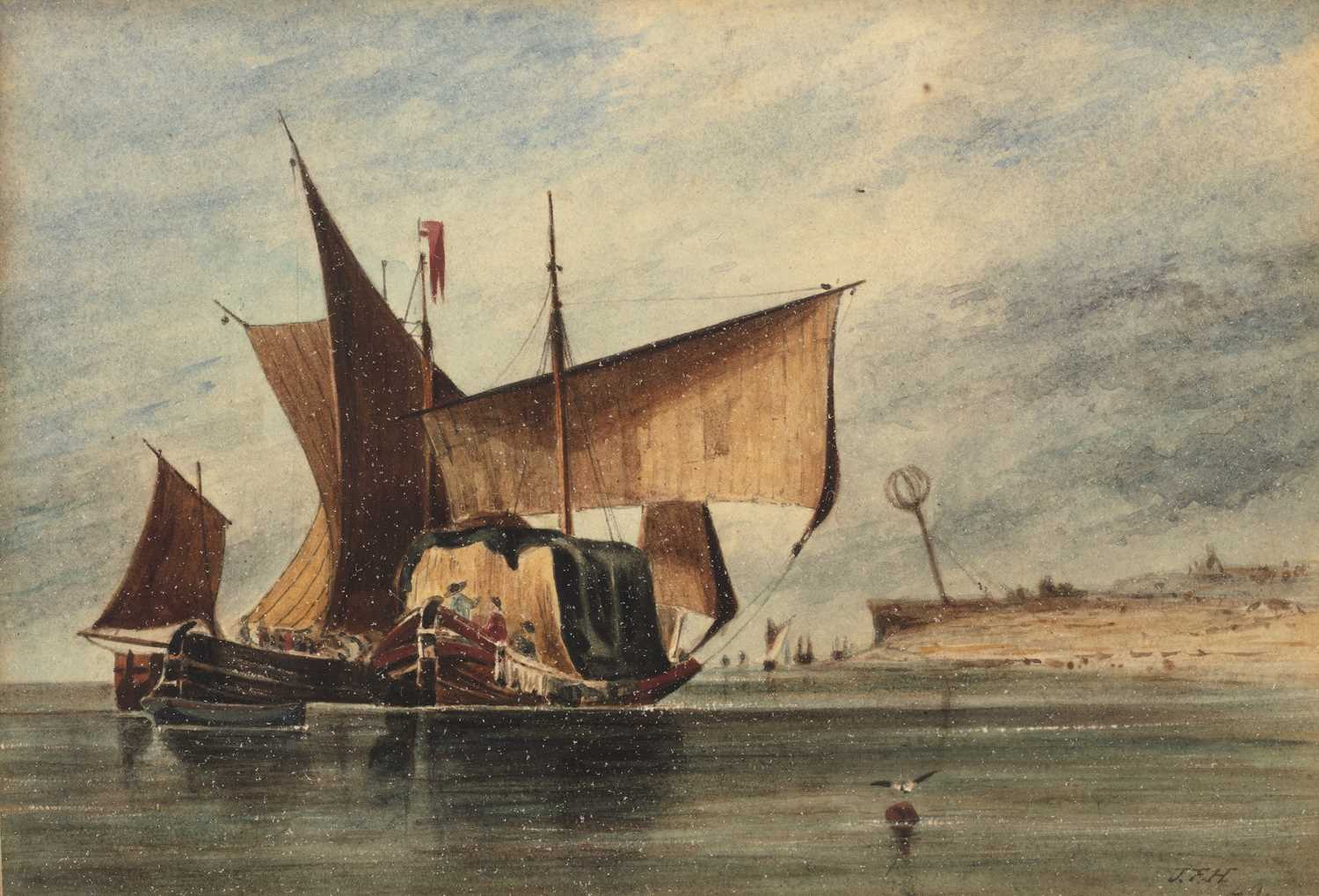 Lot 15 - J*F*H* after John Joseph Cotman Hay barge at...