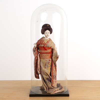 Lot 370 - Doll under a glass dome Japanese the doll...