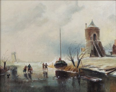 Lot 252 - Dutch school (20th century) Winter landscape,...