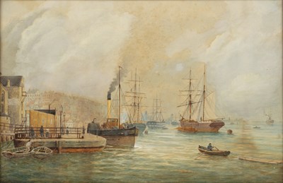 Lot 253 - English school (19th century) Harbour scene,...