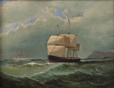 Lot 254 - English school (19th century) Ship in stormy...