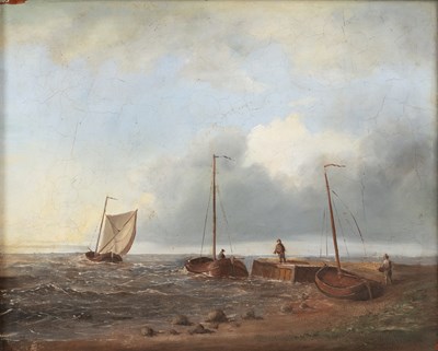 Lot 259 - English school (19th century) Beached sailing...