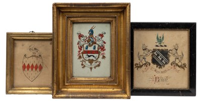 Lot 70 - Three small armorials painted in body colour