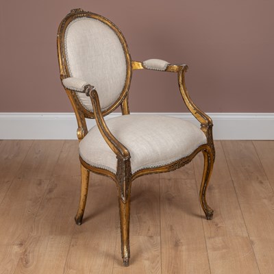 Lot 86 - A 19th century gilt framed French open armchair
