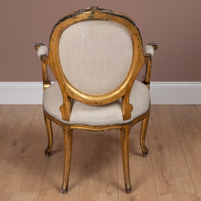 Lot 86 - A 19th century gilt framed French open armchair