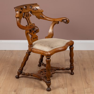 Lot 16 - A yew wood framed Captain's chair