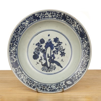 Lot 38 - Blue and white porcelain large dish Chinese,...