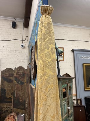 Lot 37 - A pair of gold Damask, lined curtains