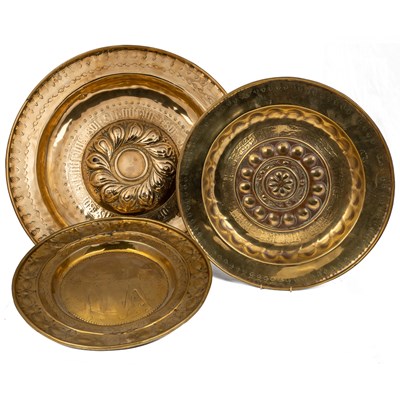 Lot 511A - Three brass Alms dishes