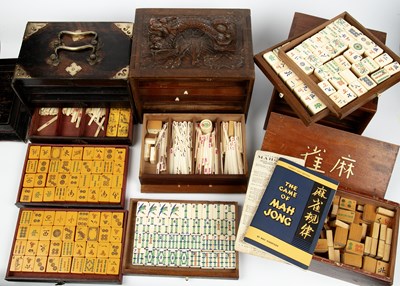 Lot 248 - Four early 20th century majong sets, in Bone...