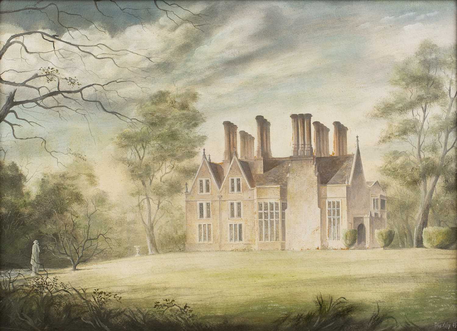 Lot 38 - Felix Kelly (1914-1994) Stoke Poges Manor, oil...