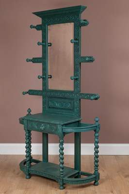 Lot 193 - An arts and crafts mahogany turquoise hall stand