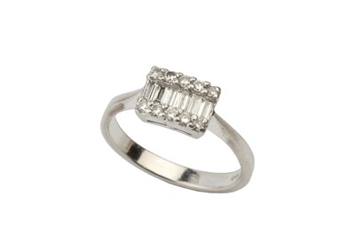 Lot 76 - A diamond dress ring, channel set with six...