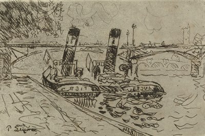 Lot 154 - Paul Signac (1863-1935) Two tugboats on the...