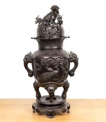 Lot 417 - Large bronze vase and cover Japanese, late...