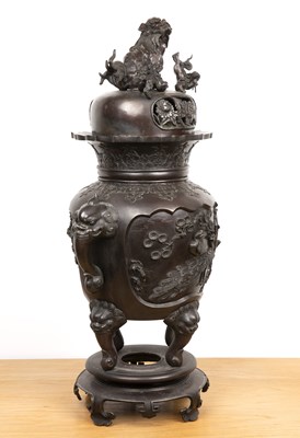 Lot 417 - Large bronze vase and cover Japanese, late...