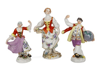 Lot 74 - Three Meissen porcelain figures, 2061,2066 and...