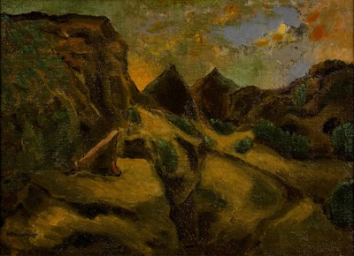 Lot 313 - Horace Brodzky (1885-1969) Mountain Sunset,...