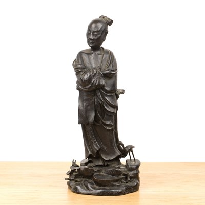 Lot 439 - Bronze standing figure of a Taoist monk...