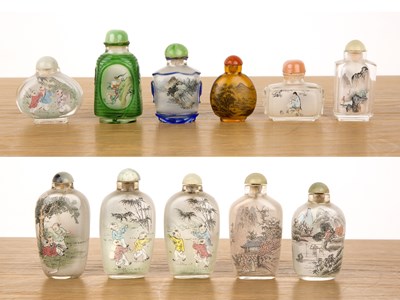 Lot 255 - Eleven inside painted snuff bottles Chinese,...