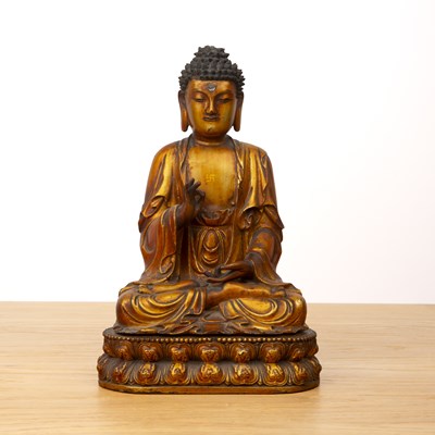 Lot 228 - Giltwood seated buddha Japanese, 19th Century...