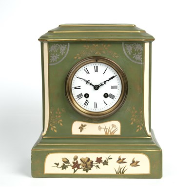 Lot 196 - A Macintyre and Co. pottery case mantel clock,...